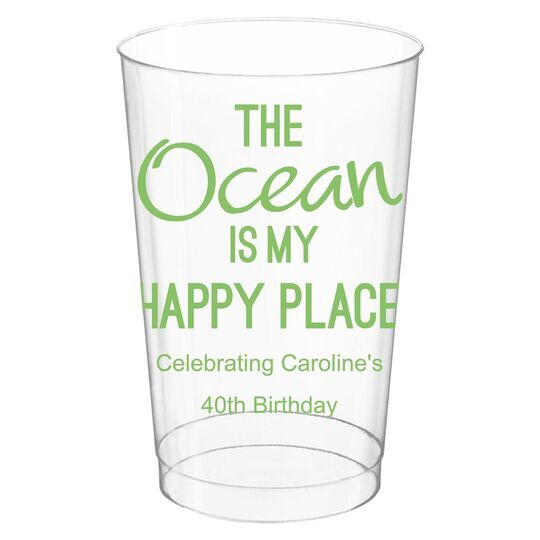 The Ocean is My Happy Place Clear Plastic Cups